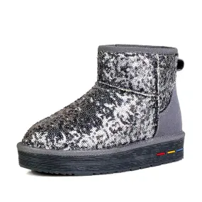 Sequin Fleece Warm Snow Boots