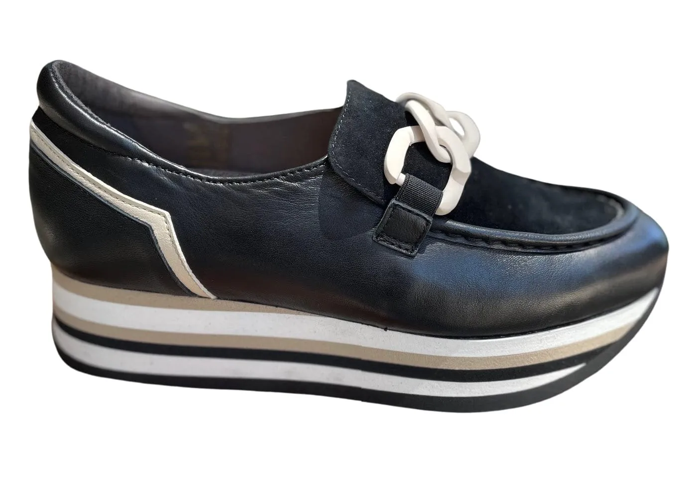 Softwaves CALA Black Combi Slip-On Loafer