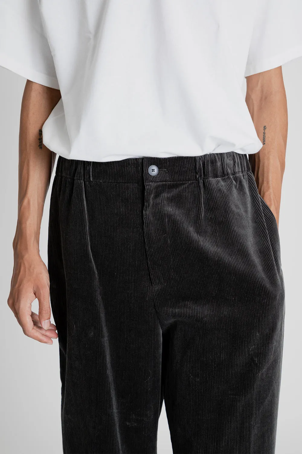 Suvin Corduroy Easy Wide Pants - Charcoal Gray