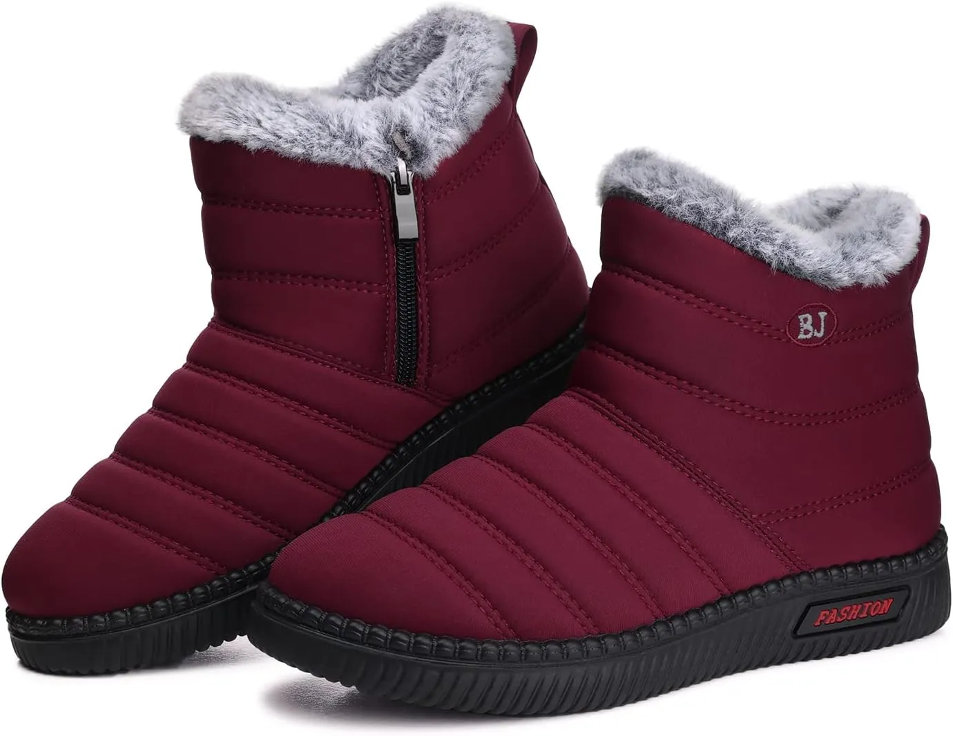 TEMOFON Womens Snow Boots Winter: Warm Fur Lined Ankle Booties Comfortable Outdoor Anti-Slip Waterproof Snow Boots for Women Red Size 8.5