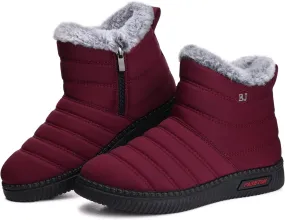 TEMOFON Womens Snow Boots Winter: Warm Fur Lined Ankle Booties Comfortable Outdoor Anti-Slip Waterproof Snow Boots for Women Red Size 8.5