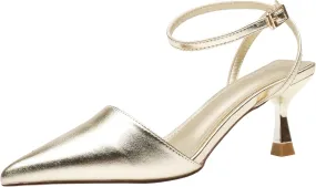 Trendenzy Womens Sparkly Closed Toe Kitten Heels Pointed Toe Slingback Stiletto Heels Wedding Pumps Dress Shoes