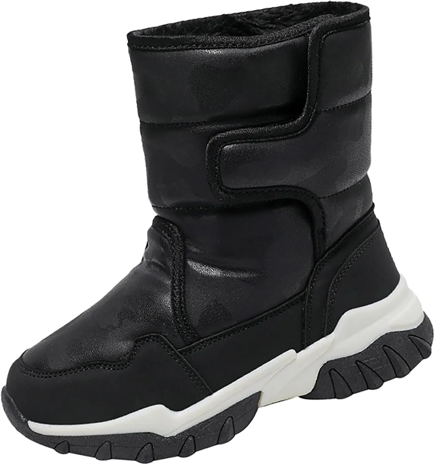 Unisex-Child aterproof Snow Boots Kids Slip esistant Mid Calf Fleece Lined Warm Cozy Thicken Winter Shoes