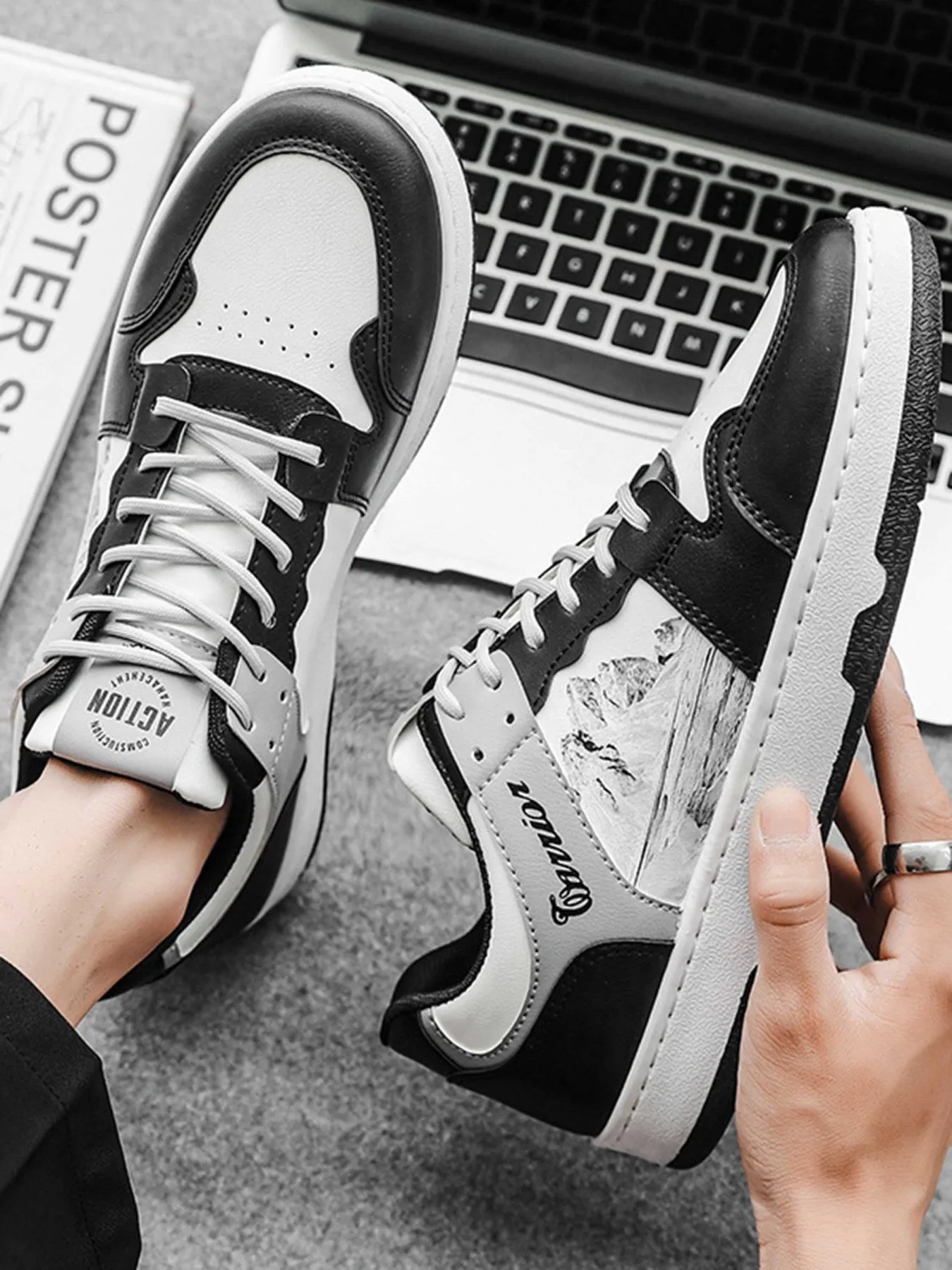 Versatile Casual Ink Painting Board Shoes - 23482