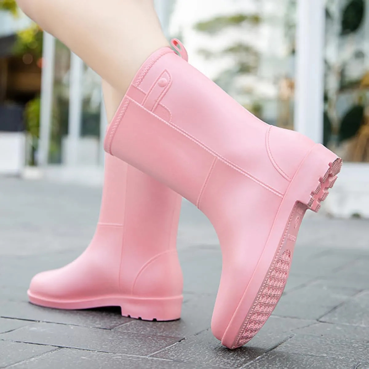 Wellington Boots Women Mid-Calf Waterproof Rain Boots Outdoor Garden Shoes
