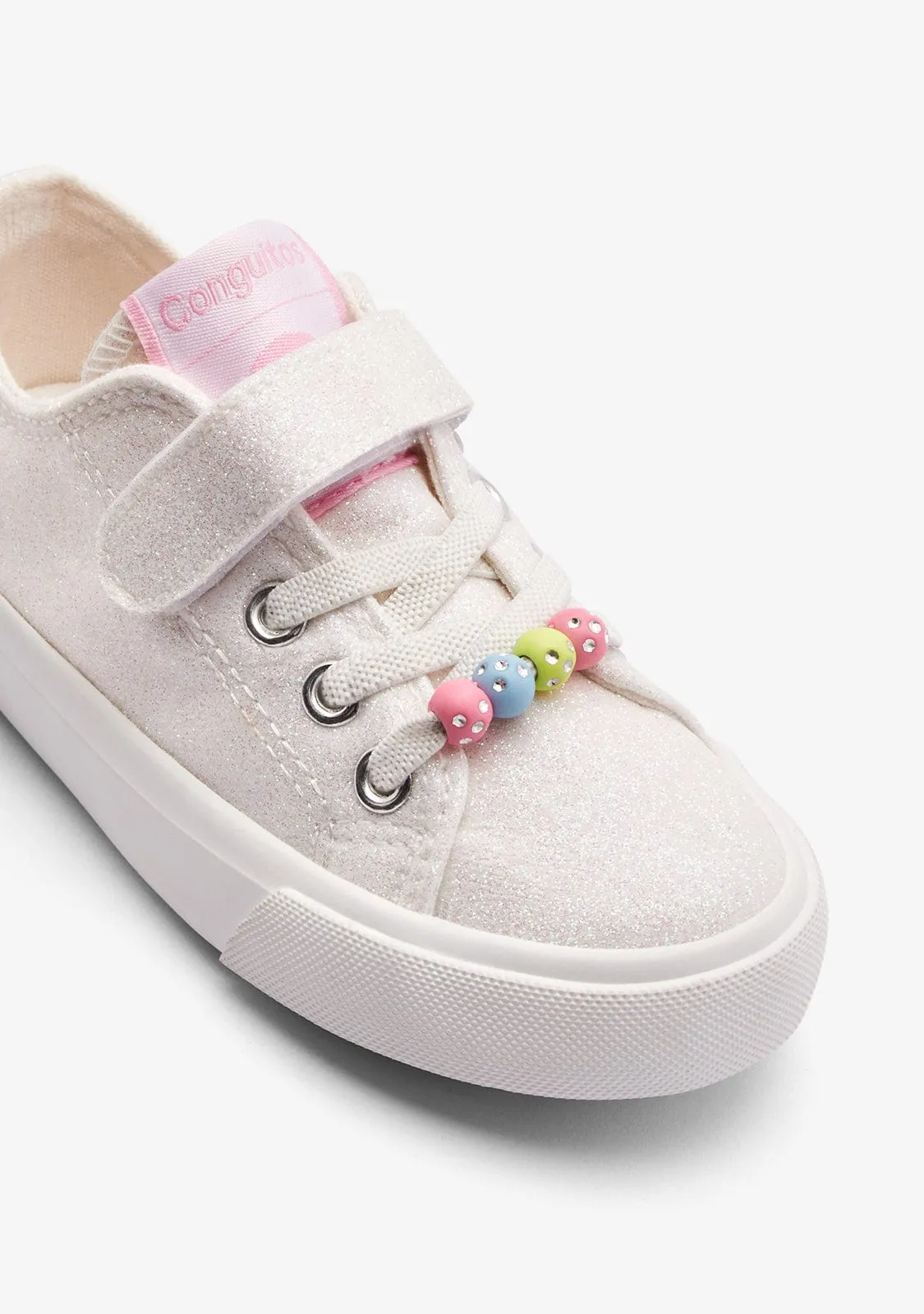 White / Pink Glitter Sneakers