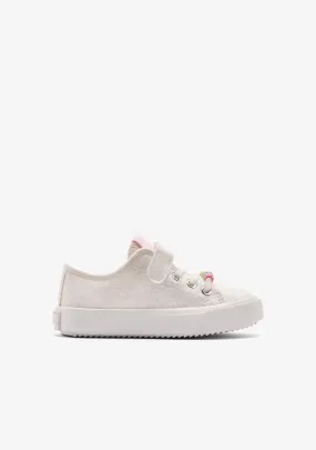 White / Pink Glitter Sneakers