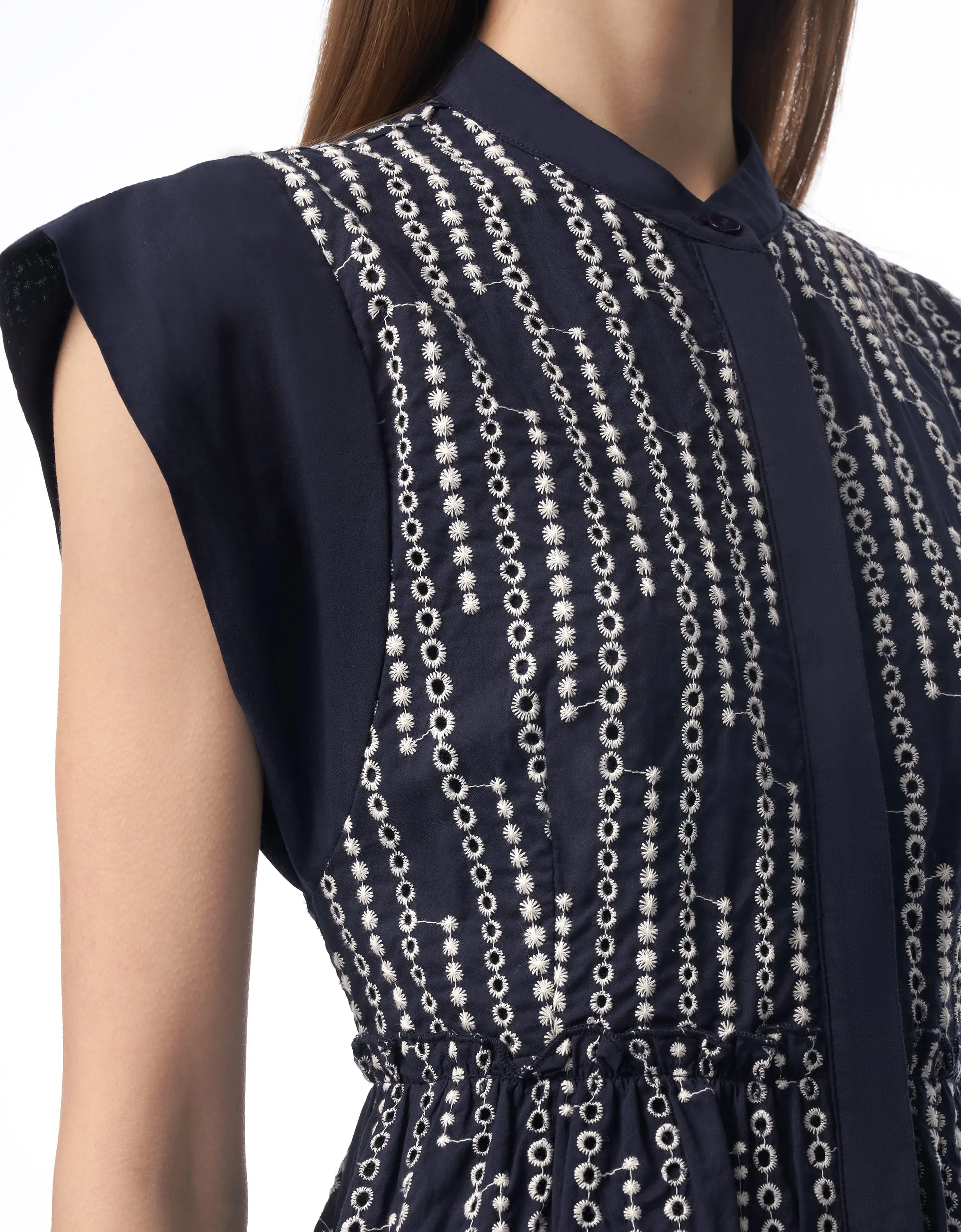 Wide Shoulder Ruffled Hem Dress