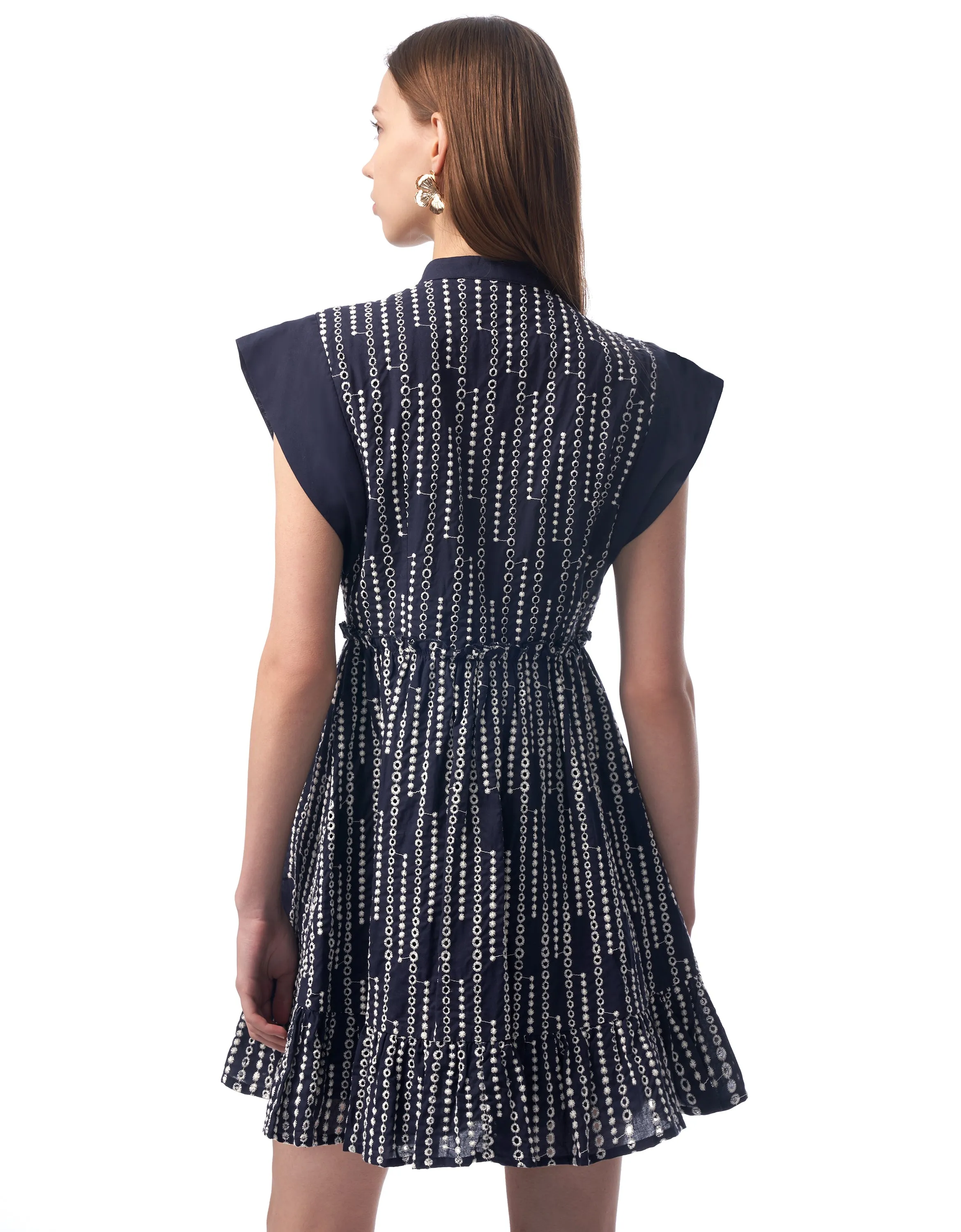 Wide Shoulder Ruffled Hem Dress