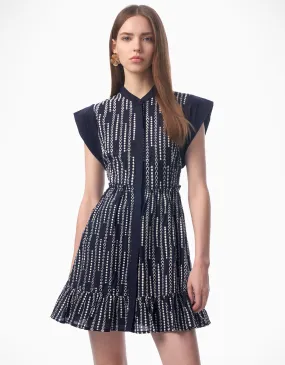Wide Shoulder Ruffled Hem Dress