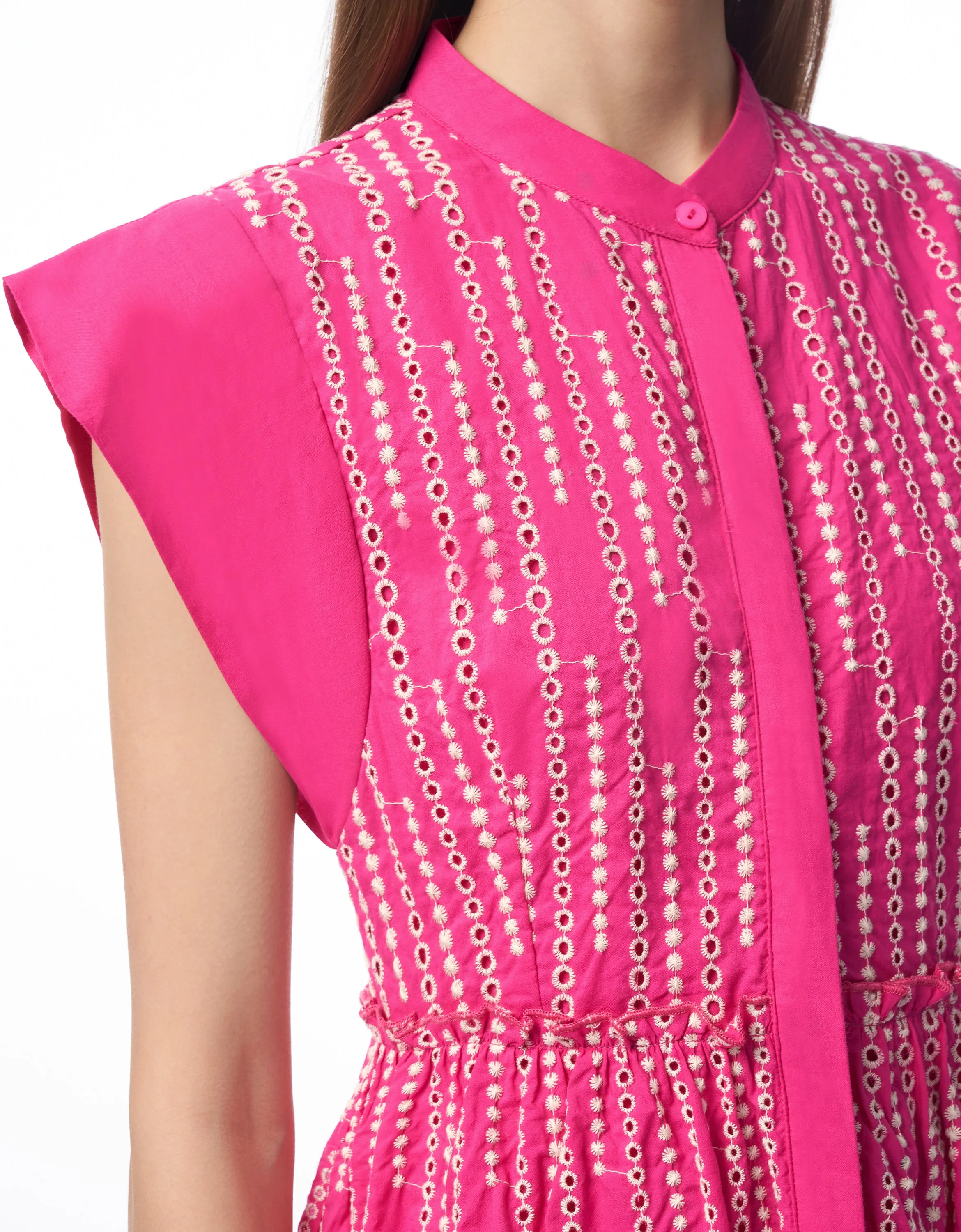 Wide Shoulder Ruffled Hem Dress