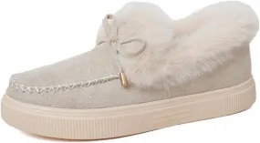 Winter Boots For Women 2024 Fashion Casual Slip-on Warm Loafers Shoes Faux Fur-Lined Comfortable Snow Ankle Booties