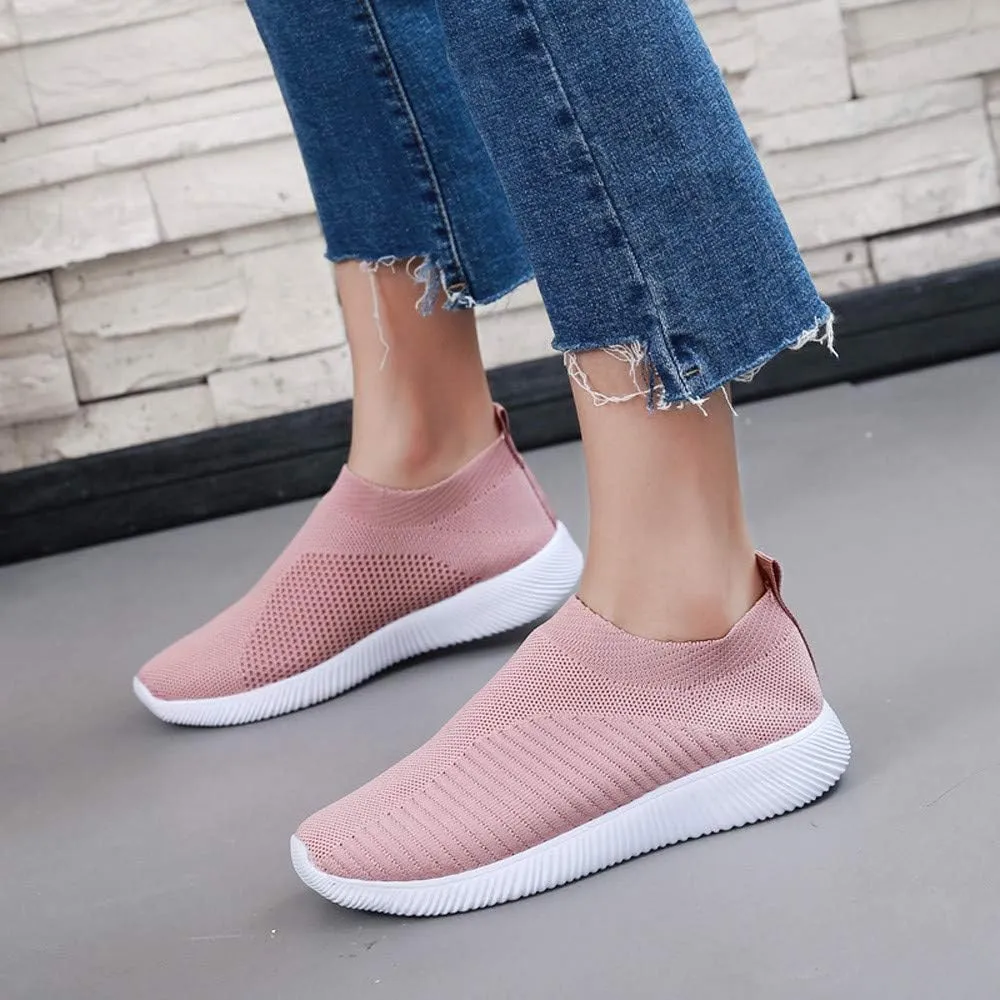 Women Comfortable Slip On Shoes Lightweight Walking Sneakers Canvas Casual Flats Non Slip Elastic Loafers