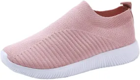 Women Comfortable Slip On Shoes Lightweight Walking Sneakers Canvas Casual Flats Non Slip Elastic Loafers