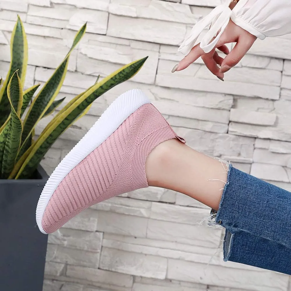 Women Comfortable Slip On Shoes Lightweight Walking Sneakers Canvas Casual Flats Non Slip Elastic Loafers