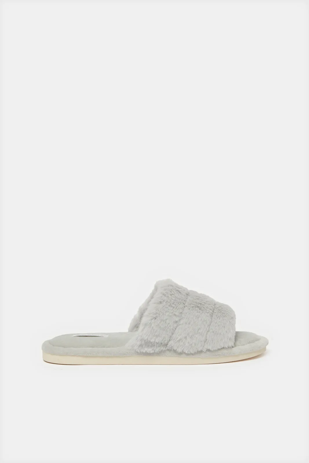Women Grey Stitched Detail Slipper