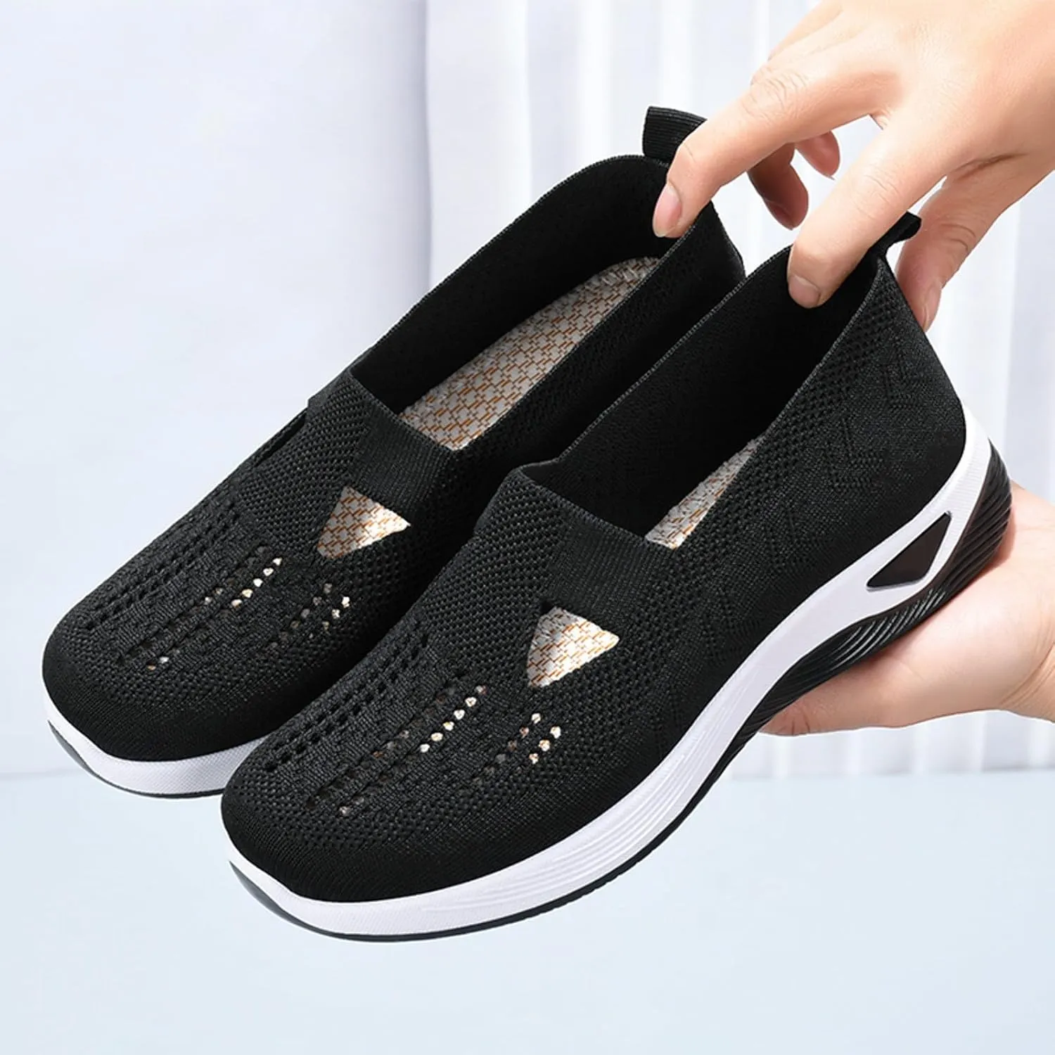 Womens Orthopedic Walking Shoes Slip On Sneakers with Arch Support Comfortable Casual Loafers Plantar Fasciitis Relief Foot Heel Pain Diabetic
