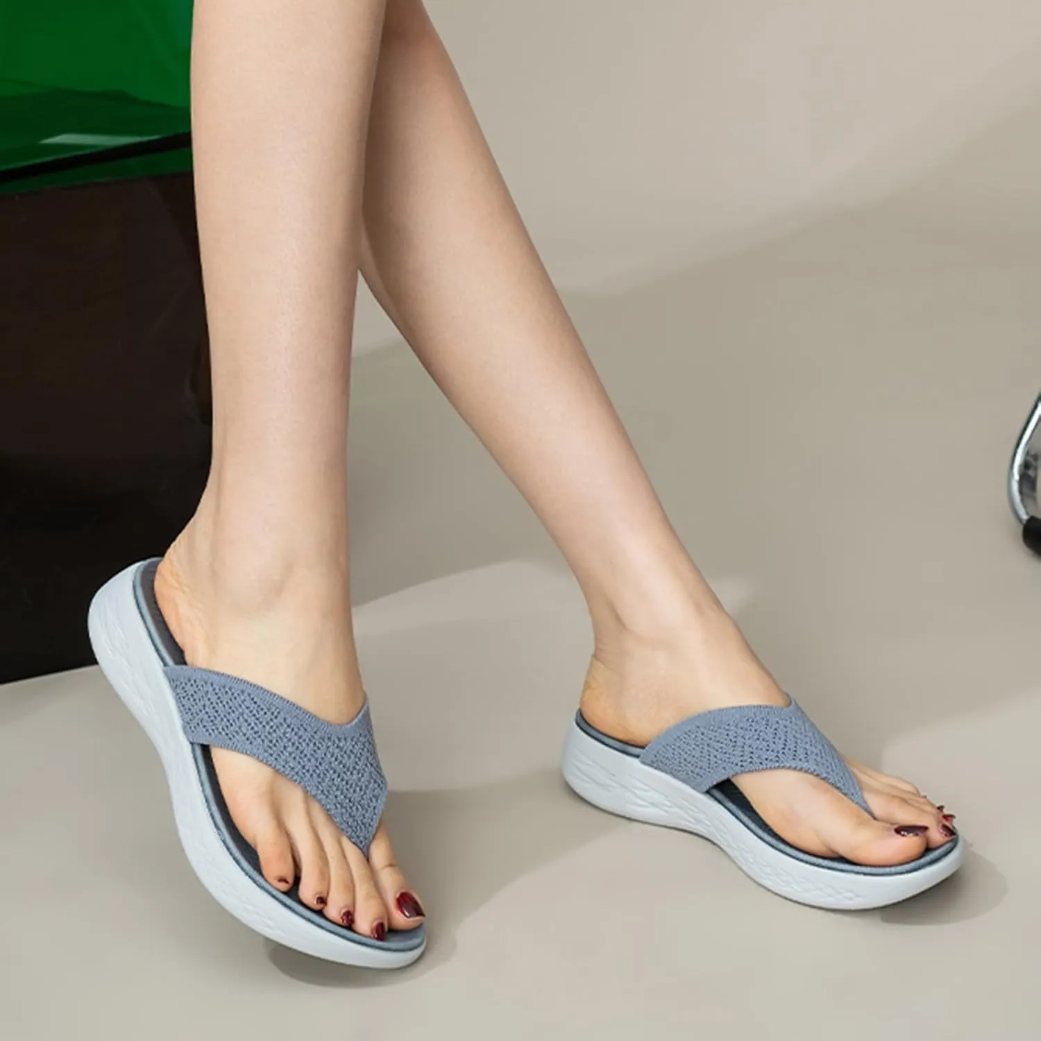Women's Sandals Women Shoes Wedge Thick Soled Flip Flops Fashionable Outdoor Beach Sandals Denim Sandals for