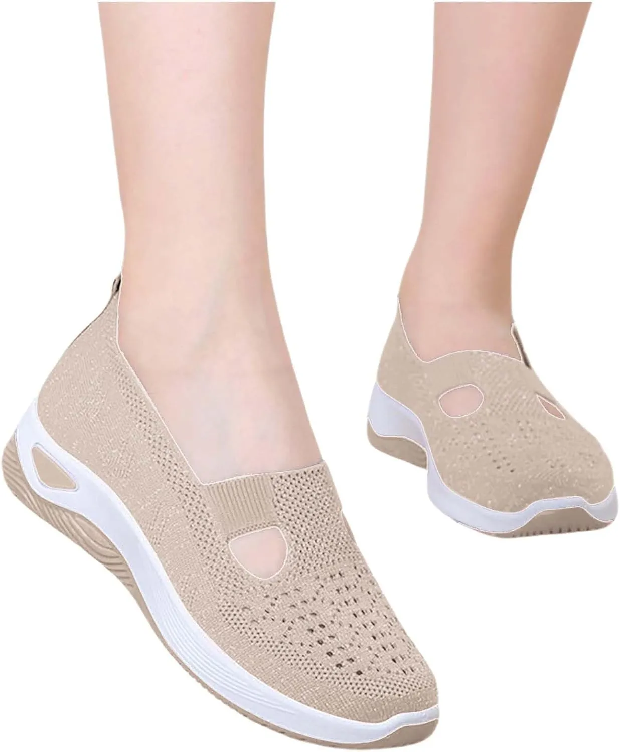 Women's Woven Orthopedic Breathable Soft Sole Tennis Shoes Men Mesh Casual Slip On Shoes Wedge Sneakers Black Tennis Shoe Loafers Casual Slip On