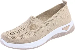 Women's Woven Orthopedic Breathable Soft Sole Tennis Shoes Men Mesh Casual Slip On Shoes Wedge Sneakers Black Tennis Shoe Loafers Casual Slip On