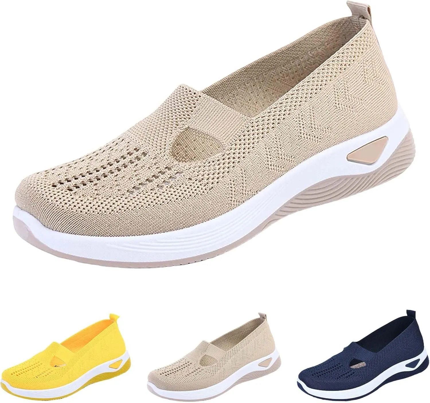 Women's Woven Orthopedic Breathable Soft Sole Tennis Shoes Men Mesh Casual Slip On Shoes Wedge Sneakers Black Tennis Shoe Loafers Casual Slip On