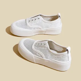 xakxx Summer New Fashion Women's Slip-on Lazy Casual Sneakers Versatile Breathable Thin Mesh Canvas Shoes